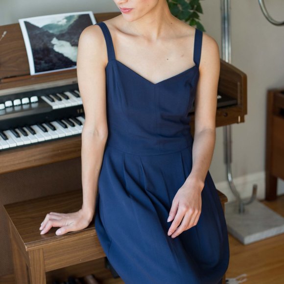Black Simple Dress, Sweetheart Neck, Size 4, Birds of North America - Picture 1 of 8